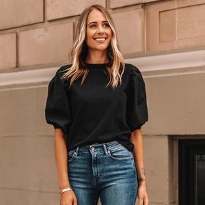 SOLD!!! Fashion Jackson Amazon The Drop Puff Sleeve Tee Black M NWOT
